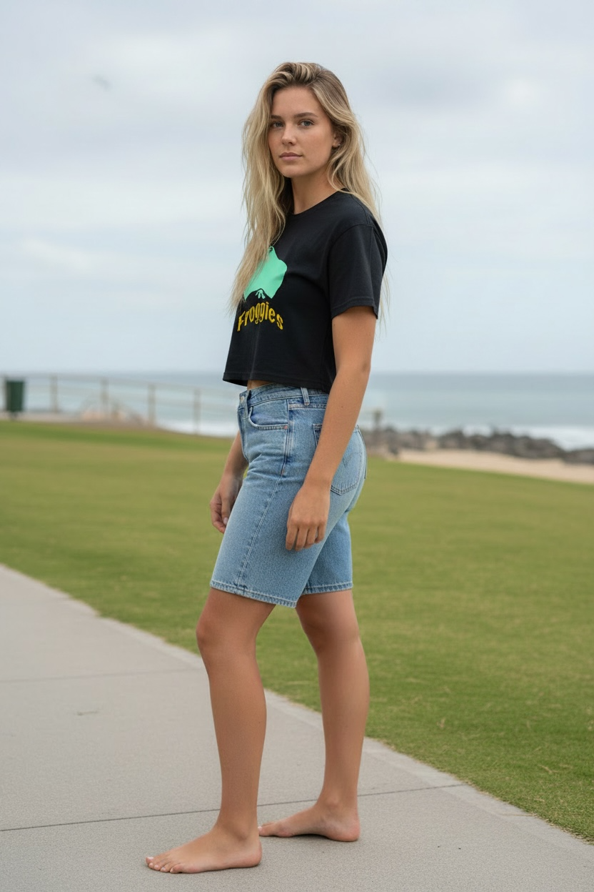 Womens- Froggies Beach -Cropped Tee