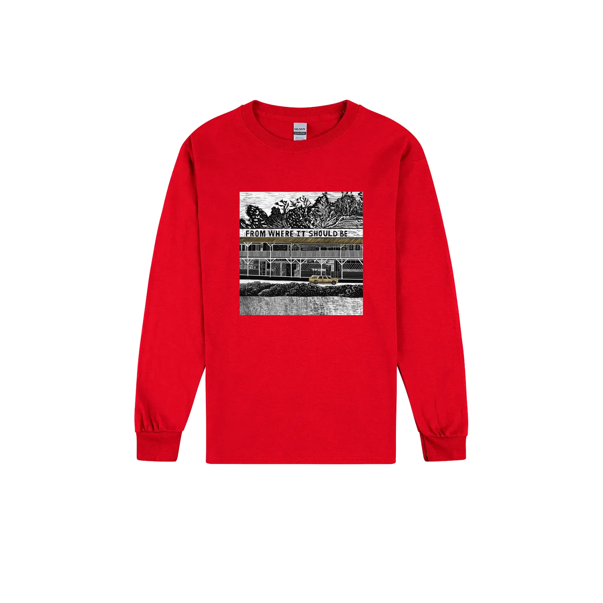 Red front flat lay