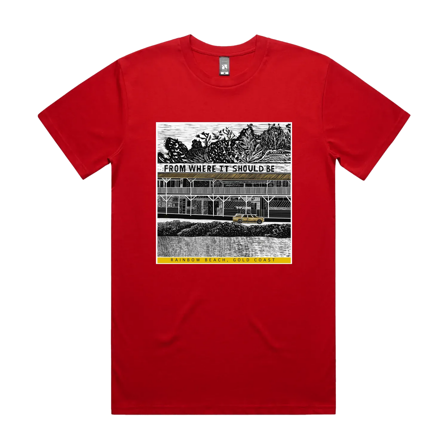 Red front flat lay